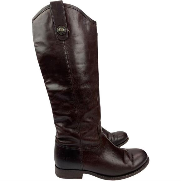 Frye Dark Brown Leather Melissa Western Tall Riding Boots  Size 5.5 Style 77167 - Picture 10 of 16